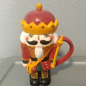 Oneida Nutcracker With Lid Ceramic Mug Christmas Beverage Buddies